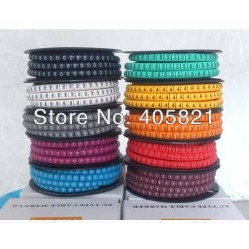 10roll/lot EC-1 Insulate PVC Round Cable Marker Colorful number 0-9 2.5mm2