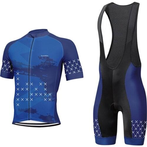 2021 Breathable Cycling Jersey Set Bib Shorts Set Men Summer MTB Bike Bicycle Suit Anti-UV Bicycle Team Racing Uniform Clothes