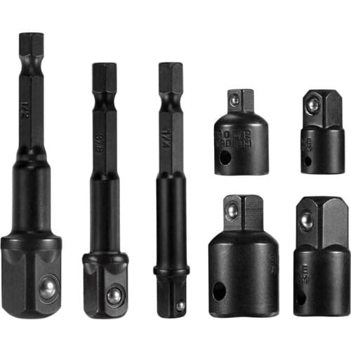 3Pcs Hexagon Space For Adaptor Socket Adaptor Socket Spanner 1/4", 1/2", 3/8 Socket Adapter And 4Pcs 1/4 To 3/8 X 3/8 To 1/4 Inc