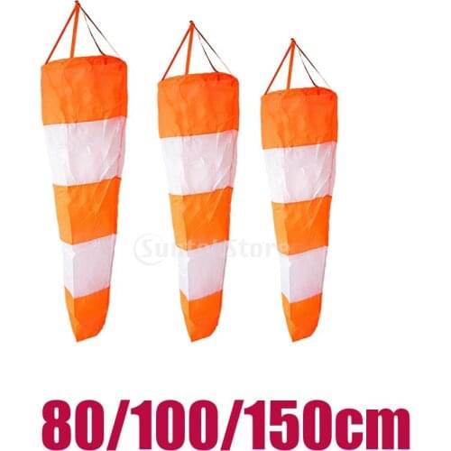 Pack of 3 Airport Windsocks Rip-Stop Outdoor Rainbow Wind Measurement Sock Bag with Reflective Belt - 80 / 100 / 150 cm