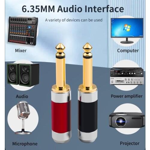 4Pcs Audio Adapter Connector 6.35mm 6.5mm Mono Microphone Plug for Amplifier Guitar Mixer Cable