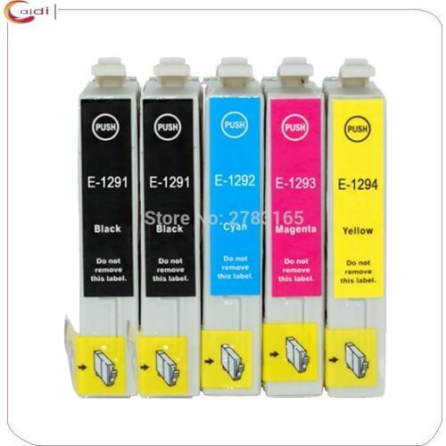 5PCS Compatible T1291 T1294 T129 E-1291 Ink cartridges for Epson Stylus SX235W SX-235W SX 235W inkjet printer