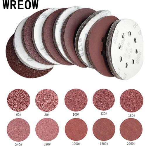 10pcs125mm aluminum oxide sanding discs sandpaper Set 8Hole Abrasive Hook Loop Sanding Discs for Random Orbital Sander Polishing