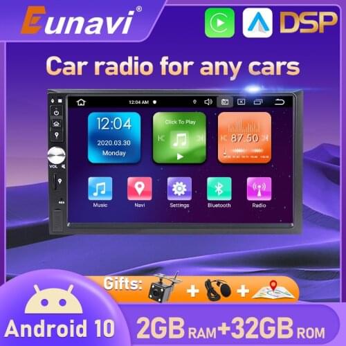 Eunavi 2 Din 7 inch Android 9.0 Car Radio Stereo Multimedia GPS Navigation TDA7851 WiFi Bluetooth 1024*600 touch Screen no dvd