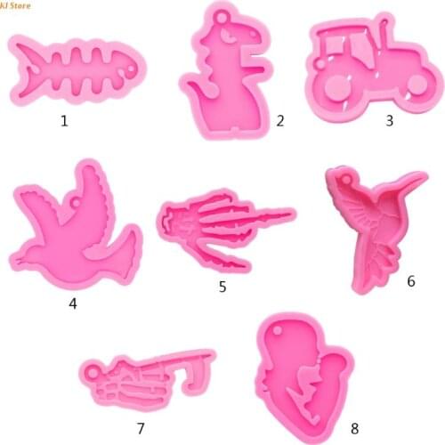 Keychain Epoxy Resin Mold Jewellery Necklace Pendant Silicone Mould DIY Crafts Polymer Clay Casting Tools
