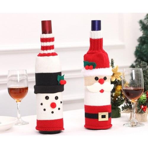 Christmas Wine Bottle Cover Merry Christmas Decorations For Home 2020 Christmas Ornament New Year 2021 Xmas Navidad Gifts