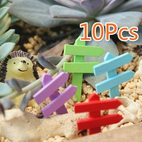 10PCS Wood Crafts Sign Board Miniatures Fairy Garden Decor Succulent Plant Bonsai Figurines Micro Landscape