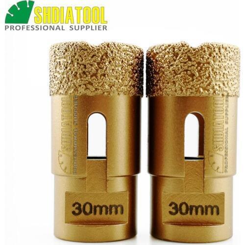SHDIATOOL 2pcs 30mm M14 Professional Vacuum Brazed Diamond Drill Core Bits Ceramic Drilling Bits Tile Hole Saw Diamond Drill Bit