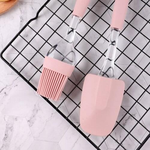 DIY Baking Cock Handle Multi Purpose Kitchen Supplies Silicone 1Pcs Shovel/Brush Portable Barbecue Brushes Pink