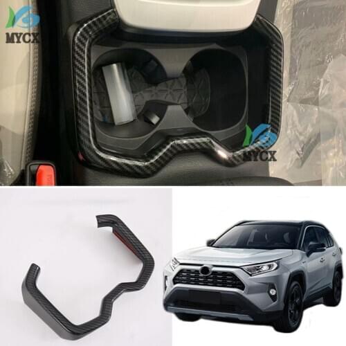 For Toyota RAV4 RAV 4 2019 2020 Interior Accessories Carbon Fiber Front Water Cup Holder Panel Decoration Trim car Sticker