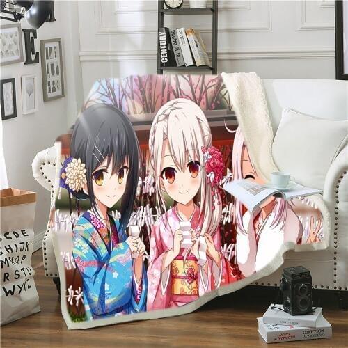 Anime Fate Stay Night 3D Printed Fleece Blanket for Beds Thick Quilt Fashion Bedspread Sherpa Throw Blanket Adults Kids 01