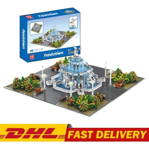 MOULD KING 16003 MOC Streetview Building Toys The Angel Square Model With Led light Building Blocks Bricks Kids Christmas Gifts