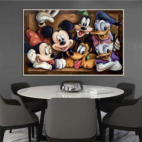 Cartoon Disney Family Canvas Painting Mickey Mouse and Donald Duck Posters Prints Wall Art Picture for Living Home Decoration