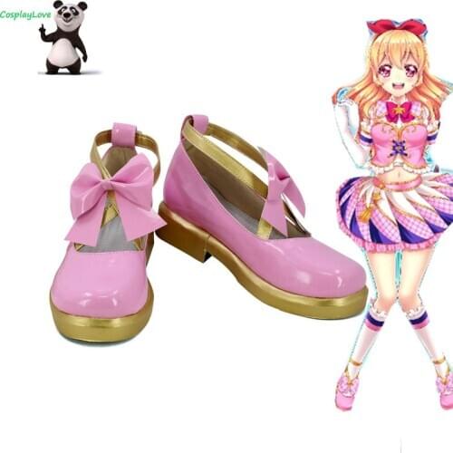 CosplayLove Aikatsu! Hoshimiya Ichigo Pink Cosplay Shoes Boots Leather Custom Made For Halloween Christmas
