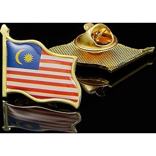 Malaysia 3D Brooch Waving Flag Lapel Pin Badge for Clothes Bags Backpacks