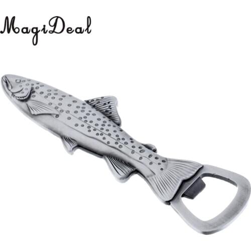 MagiDeal 2 in 1 Metal Trout Fish Bottle Opener Refrigerator Magnetic Magnet Fish Shape 13cm
