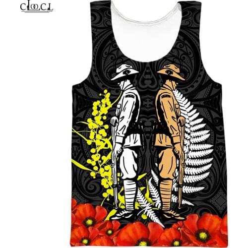 CLOOCL Fashion Gym Tank Tops Anzac Day 3D Print Sleeveless Tanktop Men Women Streetwear Vest Fitness Drop Shipping