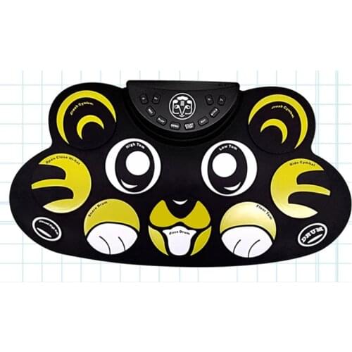 Electronic Drum Set - 9 Pad Flexible Roll Up Drum Kit Practice Pad with Foot Ped N58B