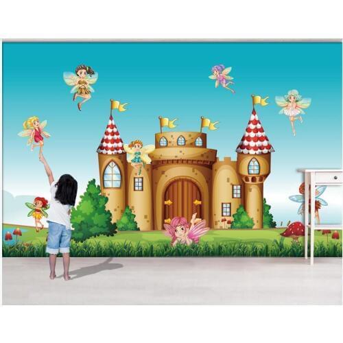 Wall paper 3 d custom mural on the wall Cartoon castle fairy elf grass children room photo Wallpaper for the master bedroom