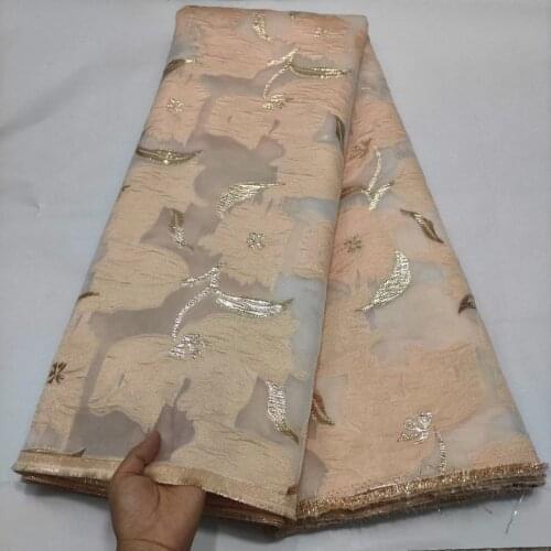 New 2021 High Quality Brocade Jacquard Fabric African Flora Organza Lace Cloth Nigerian French Net Material for Dress DJO23