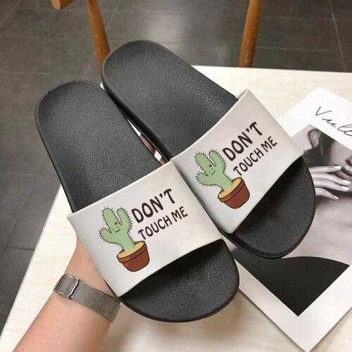 Newest Summer slippers Fashion for women Home Slippers Floor Family Shoes Indoor Slippers Don't Touch Me Cactus Slippers Female