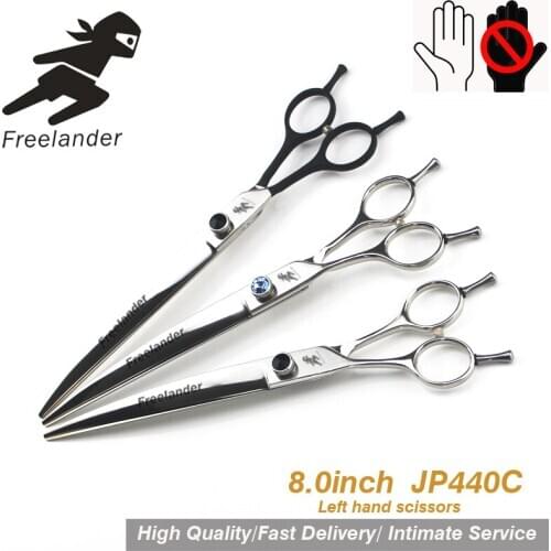 "JP440C 8.0inch Professional Premium Sharp Edge Dog PET Grooming Scissors SHEARS Left Hand Pet Scissors Set Technicolor Teeth"