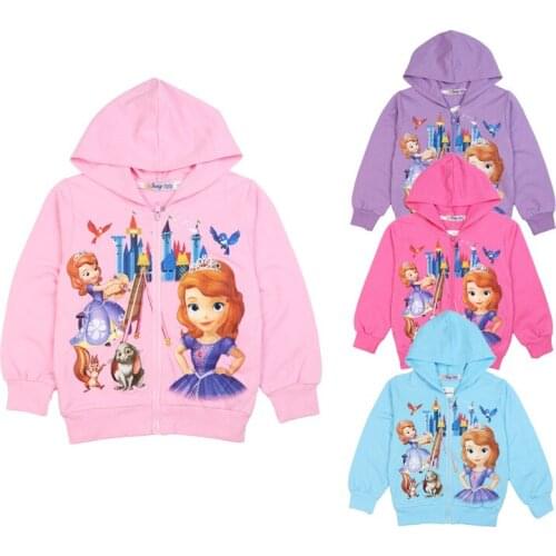Autumn Little Girls Hooded Jacket Coats Frozen Elsa Anna Princess Zipper Spring Teenagers Childrens Tops Kids Jacket Clothes