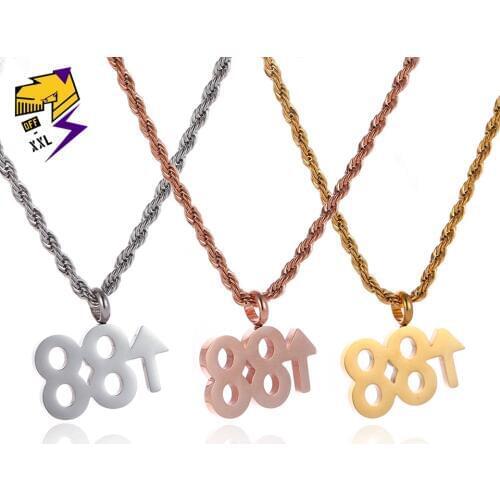 Stainless Steel 88 Rising Necklace Men Number Necklace Double Eight Black Pendan/Chain Necklace Women Hiphop Jewelry 4 Colors