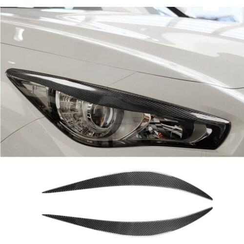 Fit For Infiniti Q50 2014-2019 Carbon Fiber Headlights Eyebrows Eyelids Car Styling Front Headlamp Trim Cover Accessories