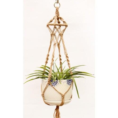 Large-sized Flower Hanging Pot Basket Indoor Plant Hanger Outdoor Pot Holder Basket Knotted Lifting Rope Home Garden Decoration
