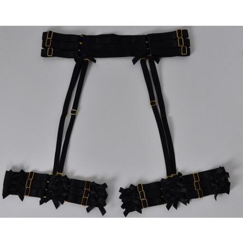 Black women garter belt Bow garter Harajuku Gothic body harness wedding garters bridal bondage harness garters