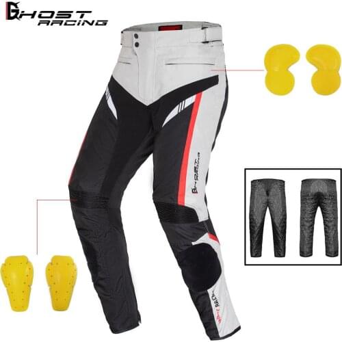 GHOST RACING Motorcycle Pants Men Winter Cold Proof Moto Pants Night Reflection Motorbike Protective Trousers Have Cotton Lining