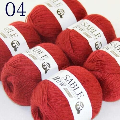 Sale 6*50gr Super Soft Pure Sable Cashmere Wrap Shawls Hand Knit Wool Crochet Yarn Crimson 243-04-6