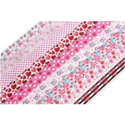 50 yards/lot) Wholesale price 5/8" happy Valentine Day fold over elastic foe