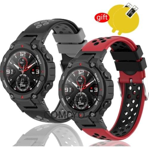 3in1 Silicone Band For Huami Amazfit T-Rex Pro Strap Smart Watch Belt Bracelet Wristband Straps Amazfit T REX Screen Protector