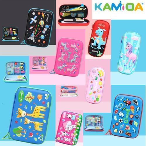 Cute Kawaii School Pencil Case 3D Creative Cartoon Owl Car Penal Pencilcase Large EVA Pen Bag for Girls Boy Stationery Box Pouch