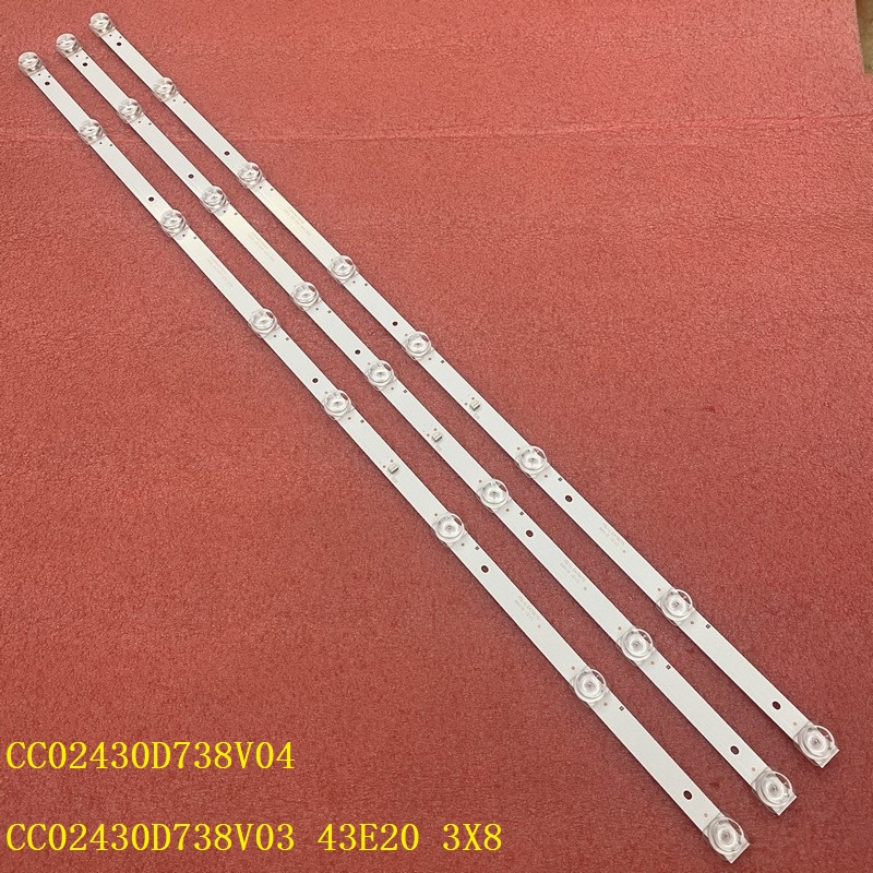 3pcs/set 8LED LED bar For CC02430D738V04 CC02430D738V03 43E20 3X8 8S1P 1410 0D20 43LST5970 F43E8000Q PT430CT02-1