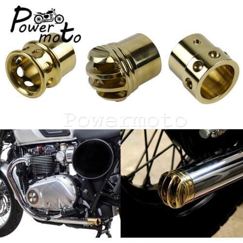 Solid Brass Cafe Racer Exhaust Tip 1-3/4" Drilled Muffler End Pipe Tip Plug for Harley Chopper Bobber Scrambler 2" 2.25" 2.5"
