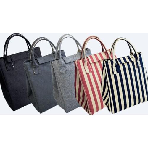 Waterproof Oxford Tote Lunch Bag Large Capacity Thermal Food Picnic Lunch Bags for Women kid Men Striped Pattern Dropshipping