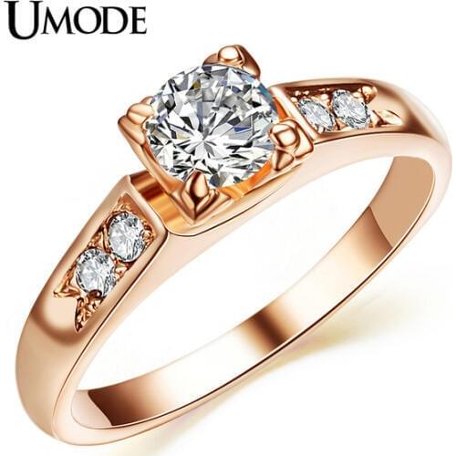 UMODE CZ Engagement Wedding Rings for Women Rose Gold Color Engagement Ring Band Jewelry Bijoux Bague Femme Anillos Gift AJR0006