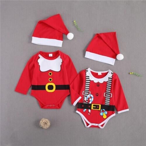 0-18M Newborn Kid Christmas Baby Clothing Girl Boy Long Sleeve Santa Claus Bodysuit Cute Sweet Xmas Party Club Outfit