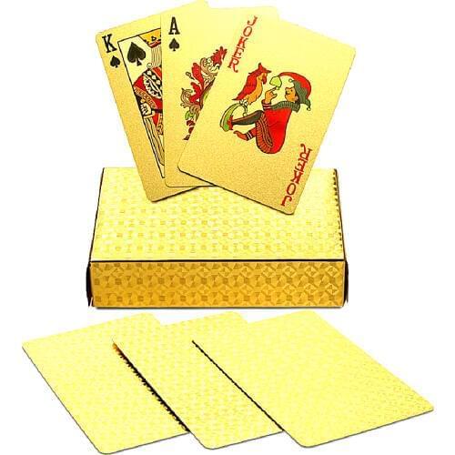 1 Set Nice Plastic Golden Playing Cards Foil Pokers Durable Waterproof Cards Deck of Gold Foil Pokers Magic Cards