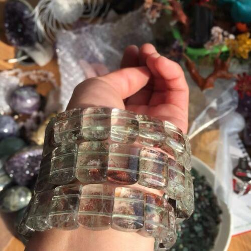 1pcs beautiful natural ghost quartz Crystal gemstone bracelet meditation reiki healing crystal jewelry as gift for boyfriend