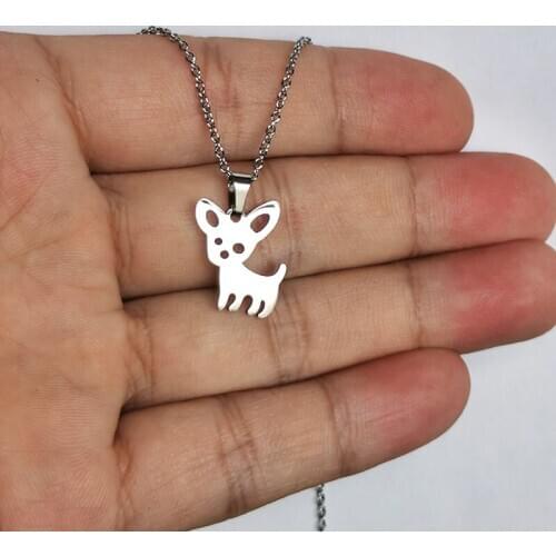 1pc Cute Dogs Stainless Steel Pendant Necklace Chihuahua Charms Necklaces Women Men Kids Fashion Jewelry Gift