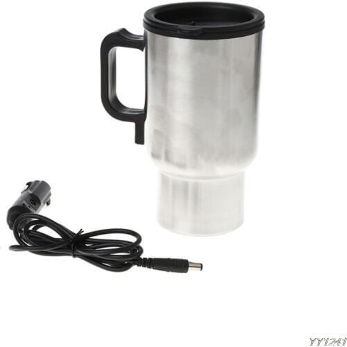 12V Car Heating Cup Stainless Steel Travel Electric Kettle Insulated Heated Thermos Mug Car-Styling