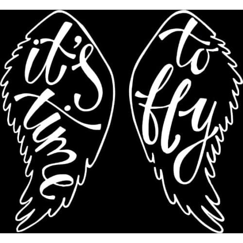 14*12.8CM Angel Its Time To Fly Car Sticker Silhoutte Decal Black/Silver Nice Design Covering The Body C20-1473