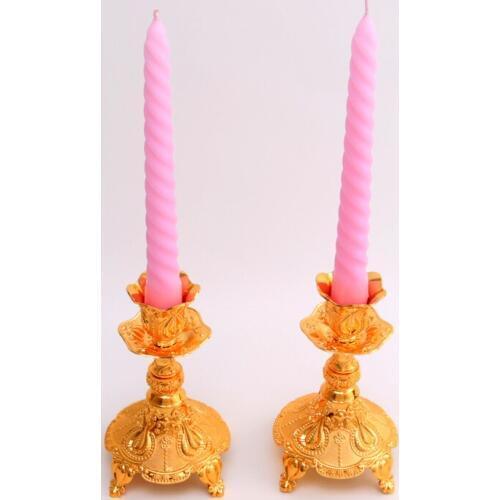 2pcs/pair gold plated metal candle holders candlestick candle holder wedding candlesticks decoration home table decoration ZT150