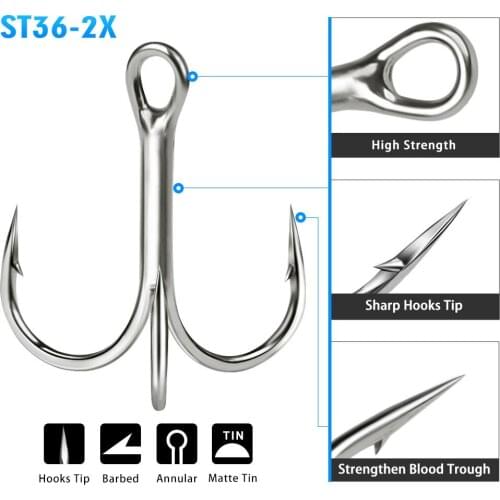 5pcs/ lot Fishing Hooks High Steel Carbon Material Treble Fishing Hook Round Folded Saltwater Tackle Tool Fishhooks Accessories