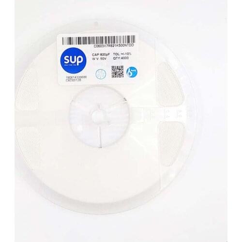 50PCS C0603X7R821K500NTDD Chip capacitor 0603 X7R 820pF 50V ±10% Thickness 0.8mm