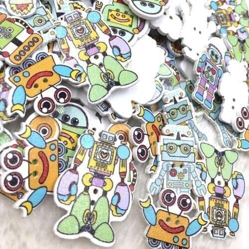 50pcs Mix Style Decoration Wood Buttons Crafts Accessories WB371